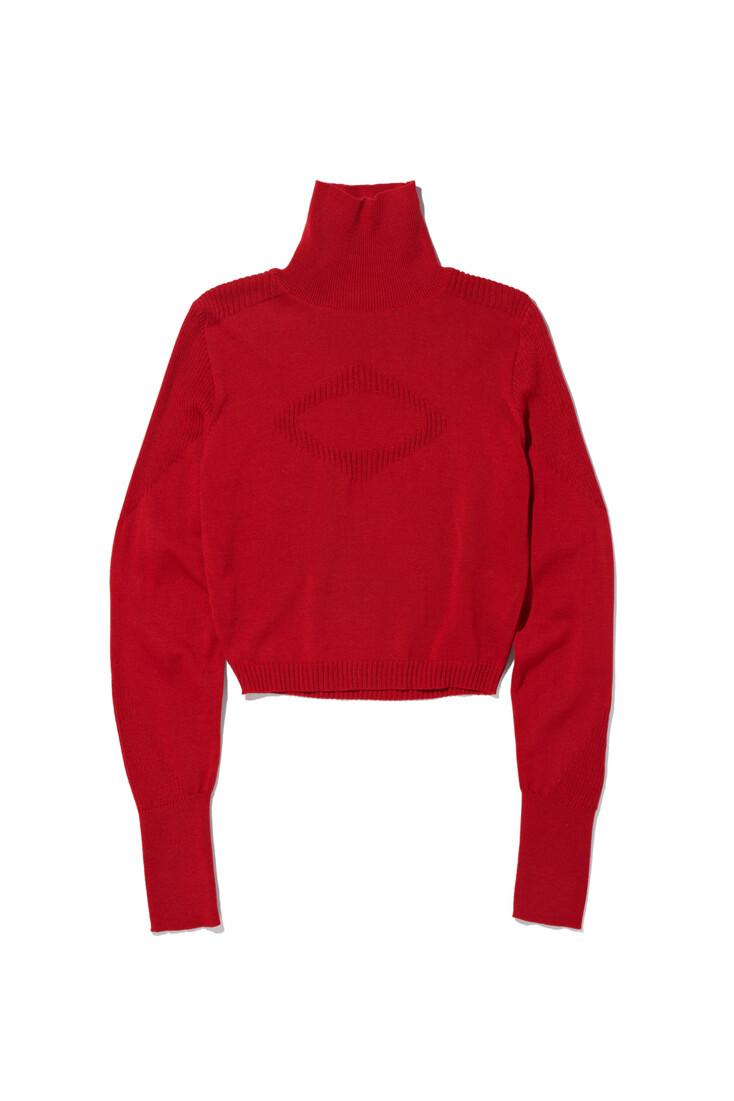 TURTLE NECK KNIT TOP (RED)