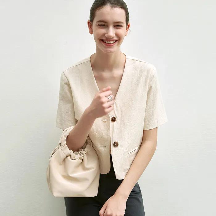 NOCOLLAR HALF SLEEVE JACKET_3COLOR