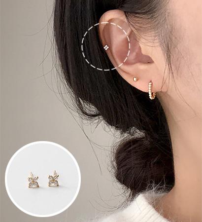 14Kgold / 네잎꽃 귀걸이