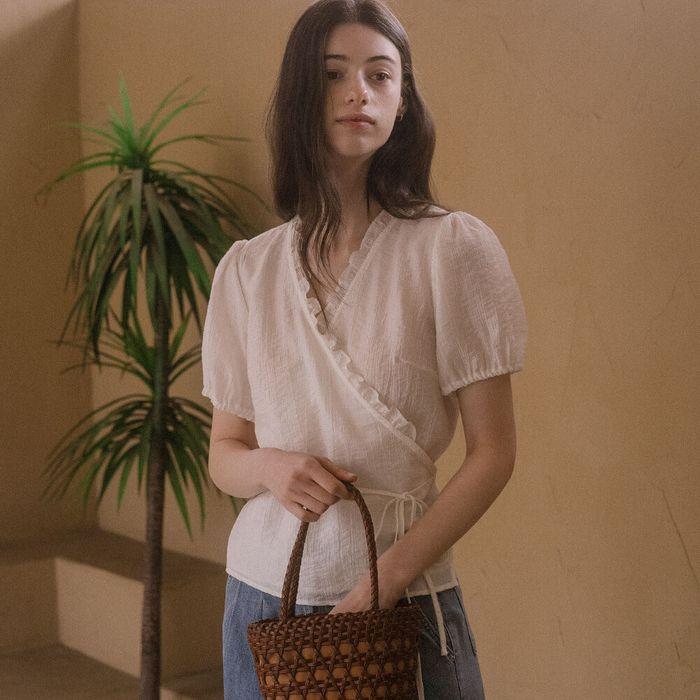 Frill wrap blouse TISU03BL03_Ivory
