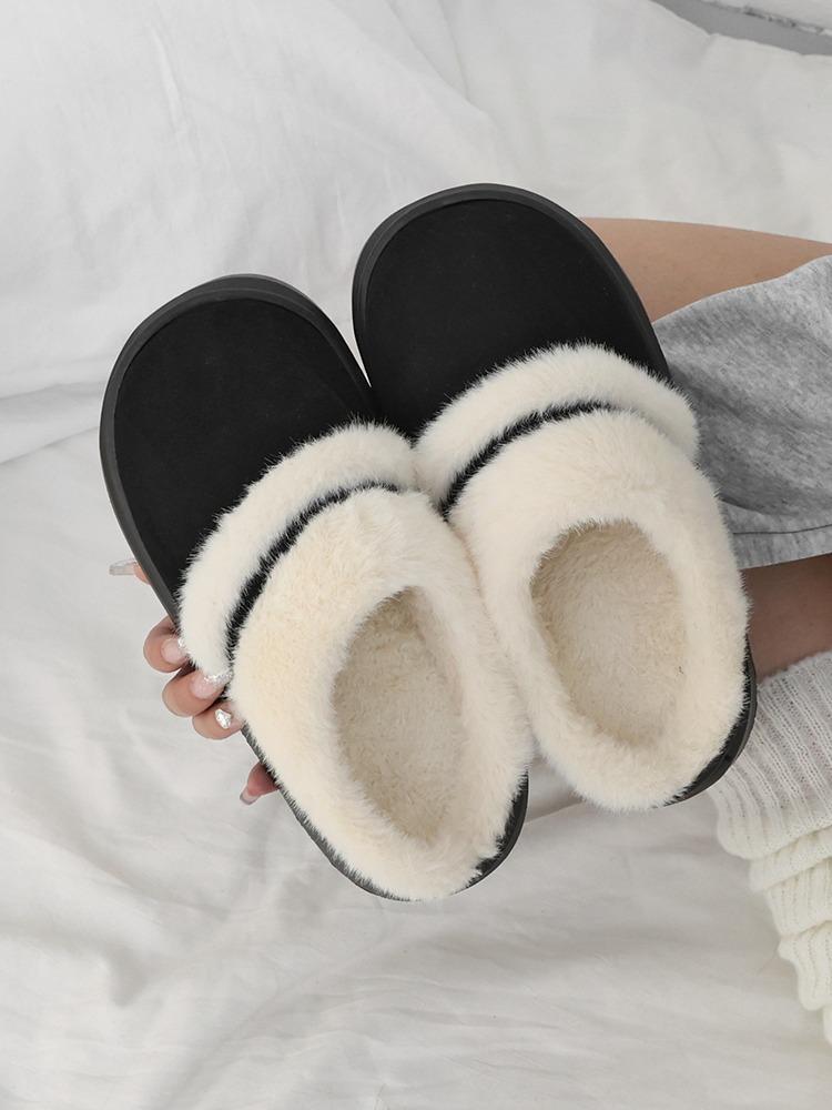 프리타 방한 더블 퍼 스트링 통굽 퍼블로퍼 퍼슬리퍼(3.2cm)