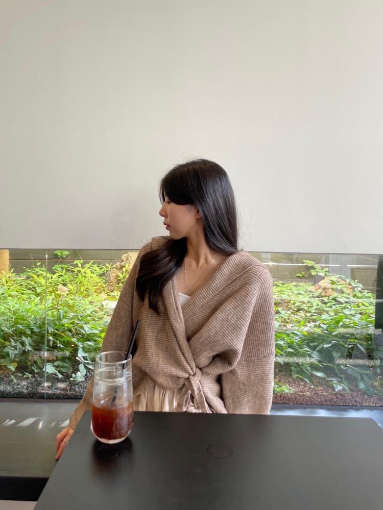 주드 랩 후드 니트가디건