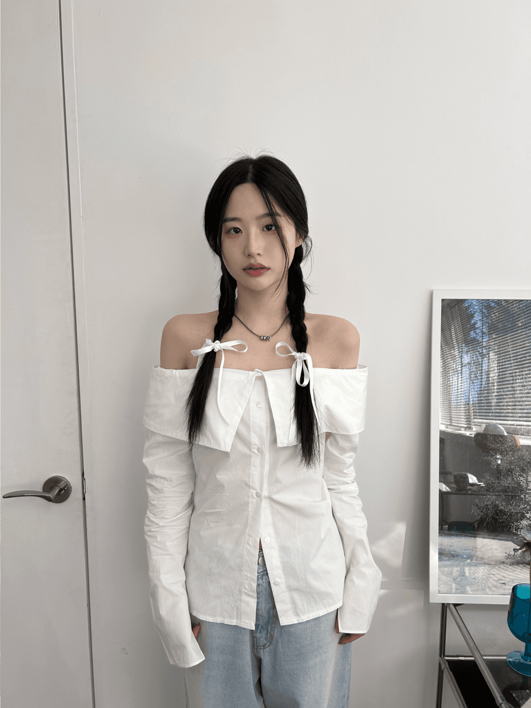 cotton off-shoulder shirt