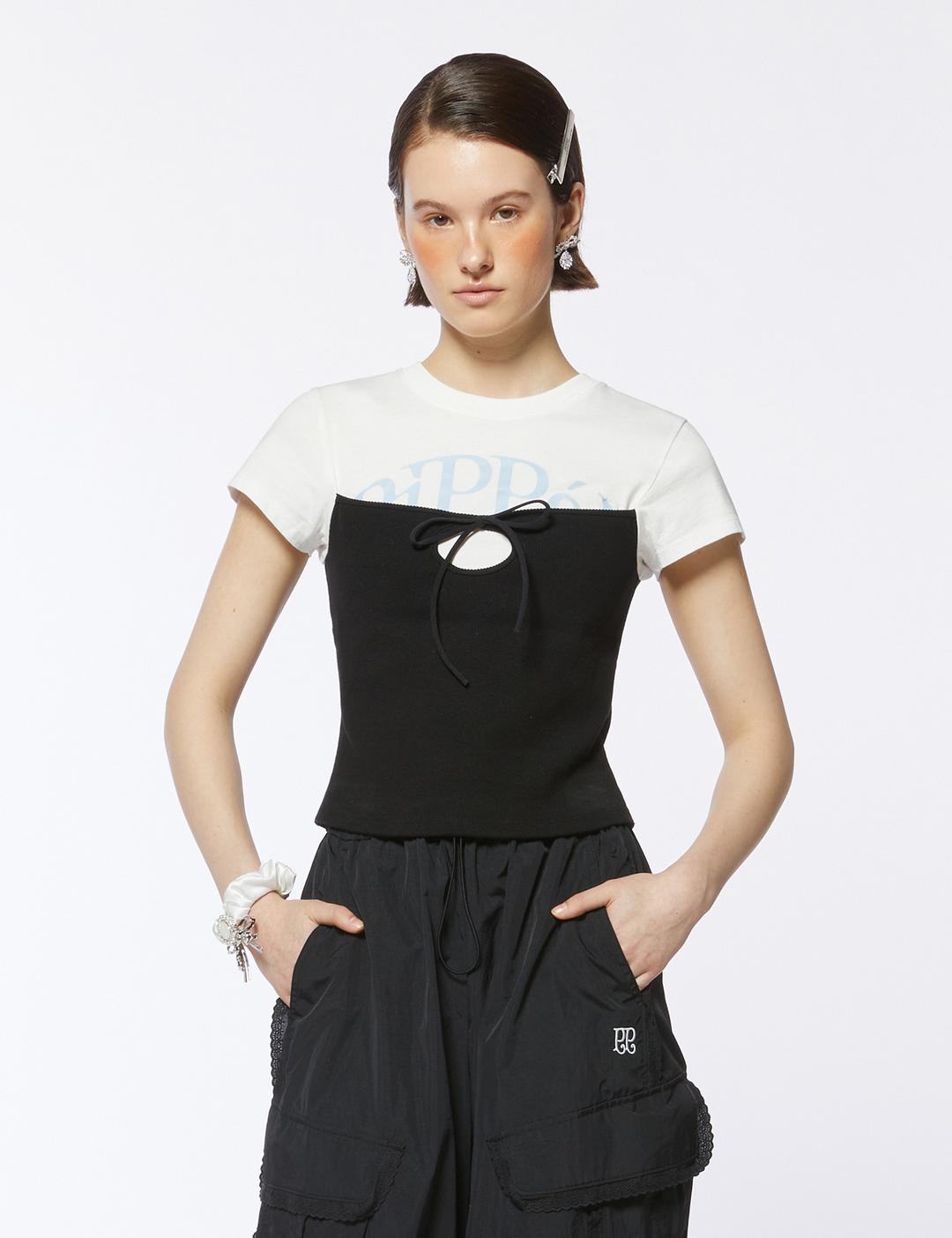 Layered Tube Top T-shirt (black)
