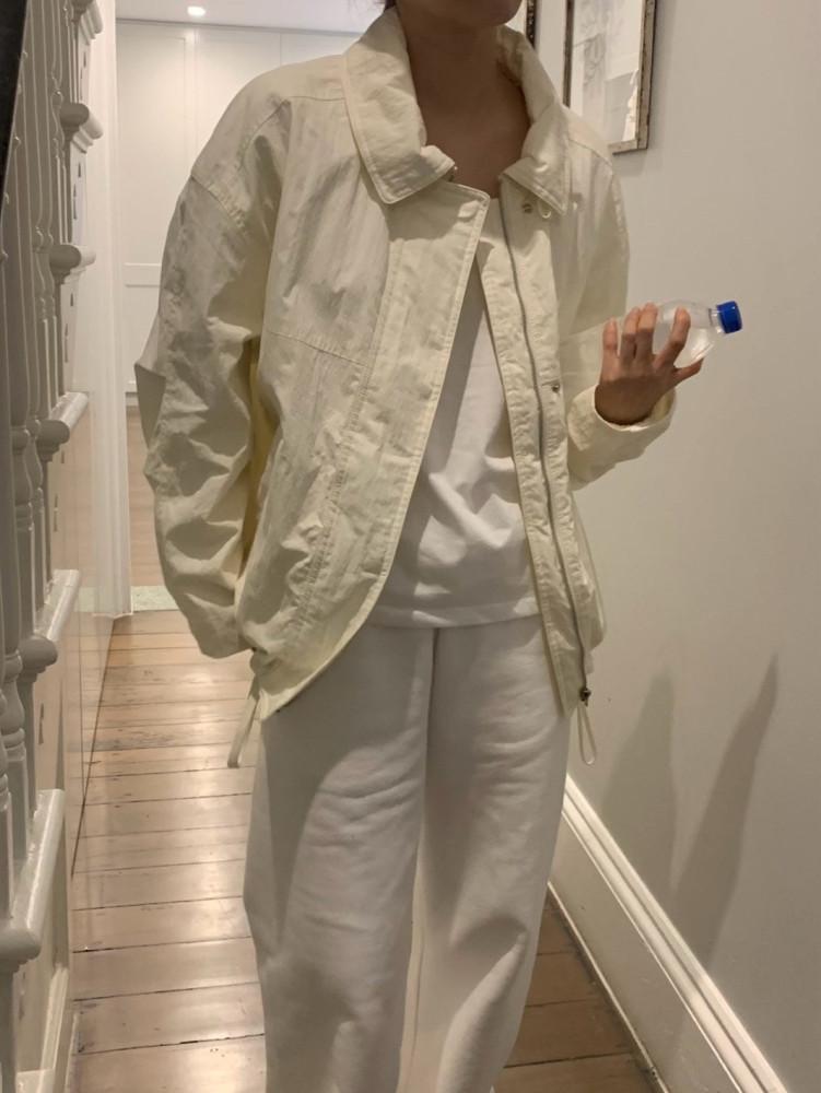 BR 마랑 점퍼 코튼 긴팔 카라 스트링 루즈핏 바람막이 집업 jp