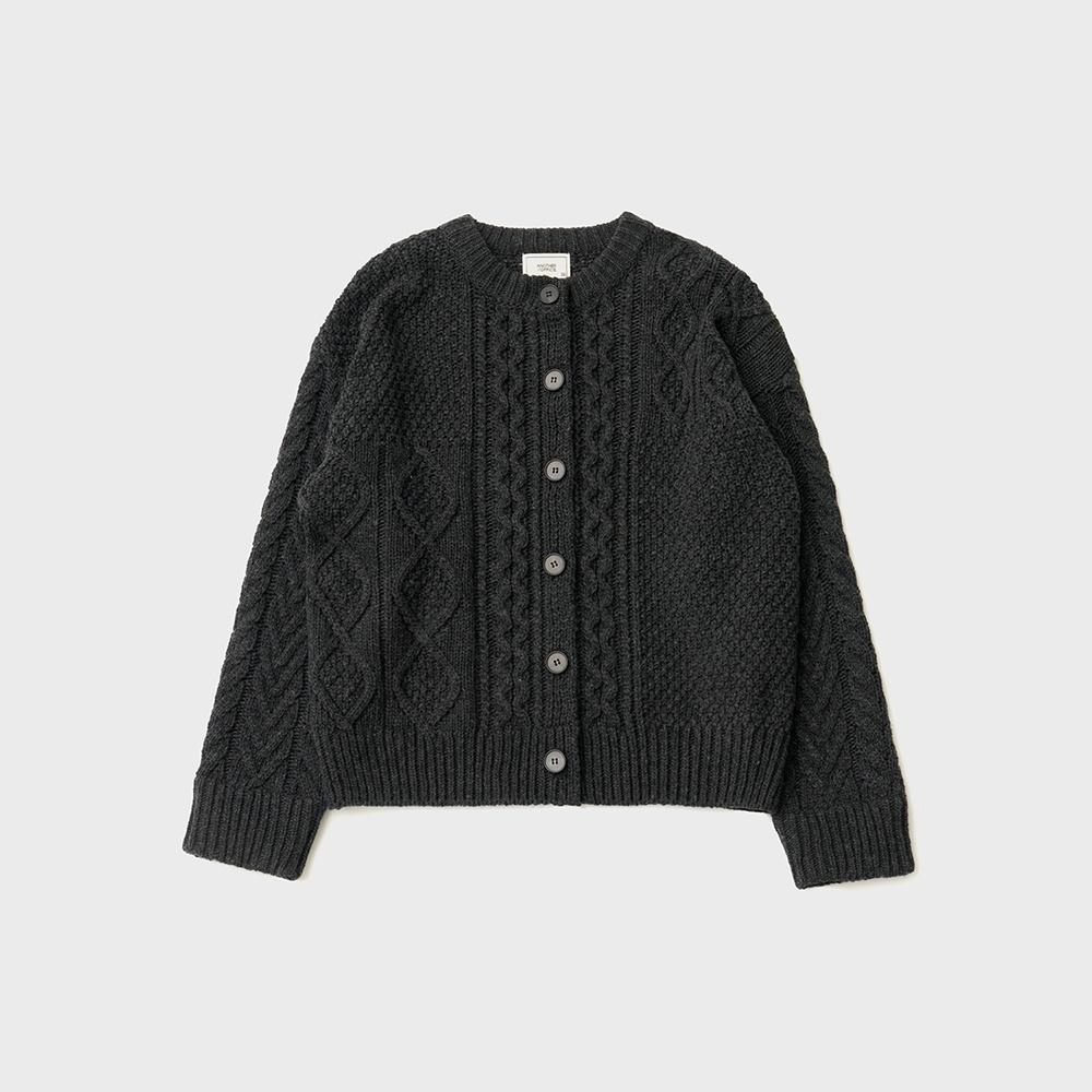 23AW Women Grandma Cable Cardigan (Heather Charcoal)