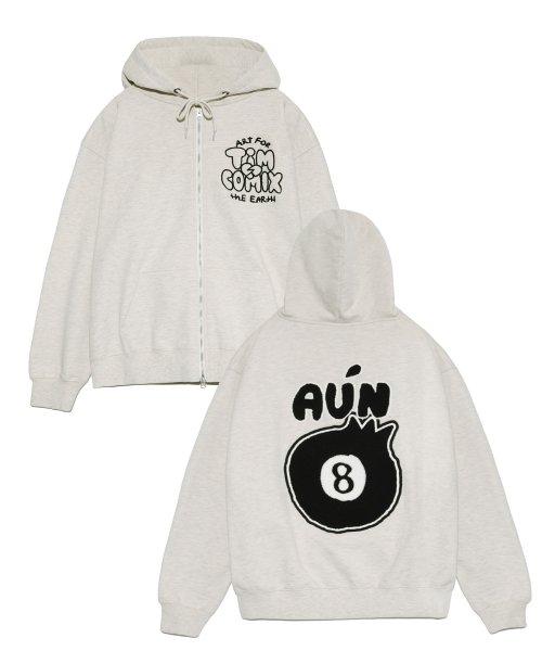 BOUCLE 8 BALL HOODIE ZIP UP OATMEAL