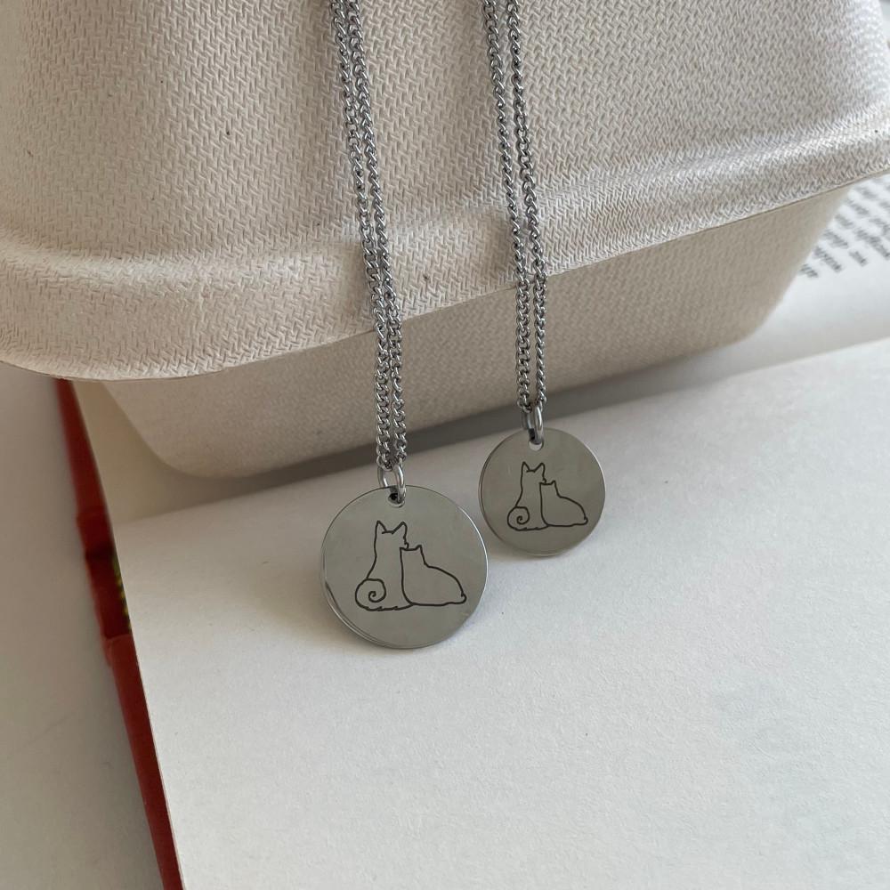 뽀뚜빠뚜 유기견 유기묘 후원 기부 목걸이 남녀공용 써지컬스틸 원형 목걸이