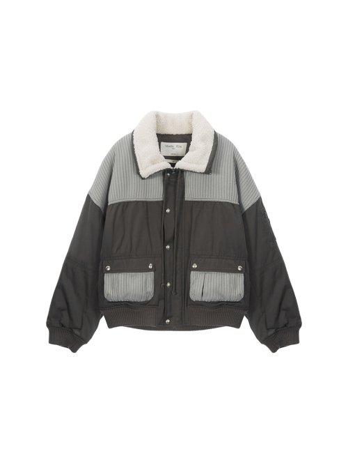 KNIT MIXED FLIGHT JUMPER IN CHARCOAL