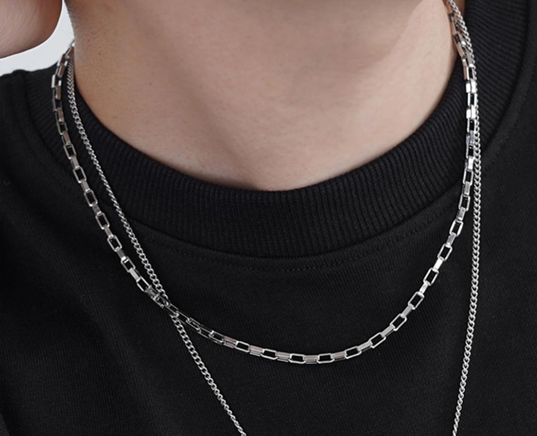 써지컬스틸 큐브 체인 목걸이 _ 실버