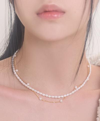 [SILVER] 10P 4SW CHAIN NECKLACE (2 COLORS)