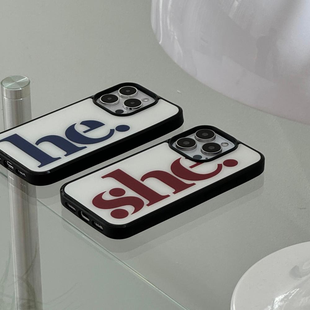 포프트 Glass bumper 무광 She, He 레터링 케이스 16 PRO