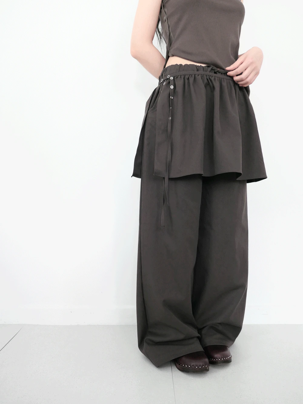 스냅 플레어 스커트 팬츠 (2c)