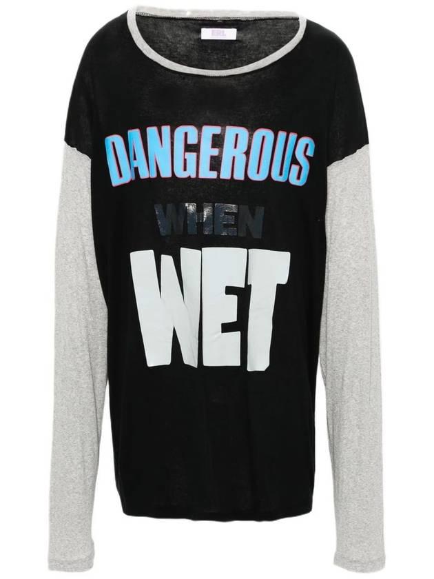 남녀공용 Contrast Light Jersey Sweats 대비 소매와 앞면이 있는 블랙 디스트레스드 코튼 티셔츠 Unisex Contrast Light Jersey Sweats Black distressed cotton t shirt with contrast sleeves and front   |   발란코드 [86567696]