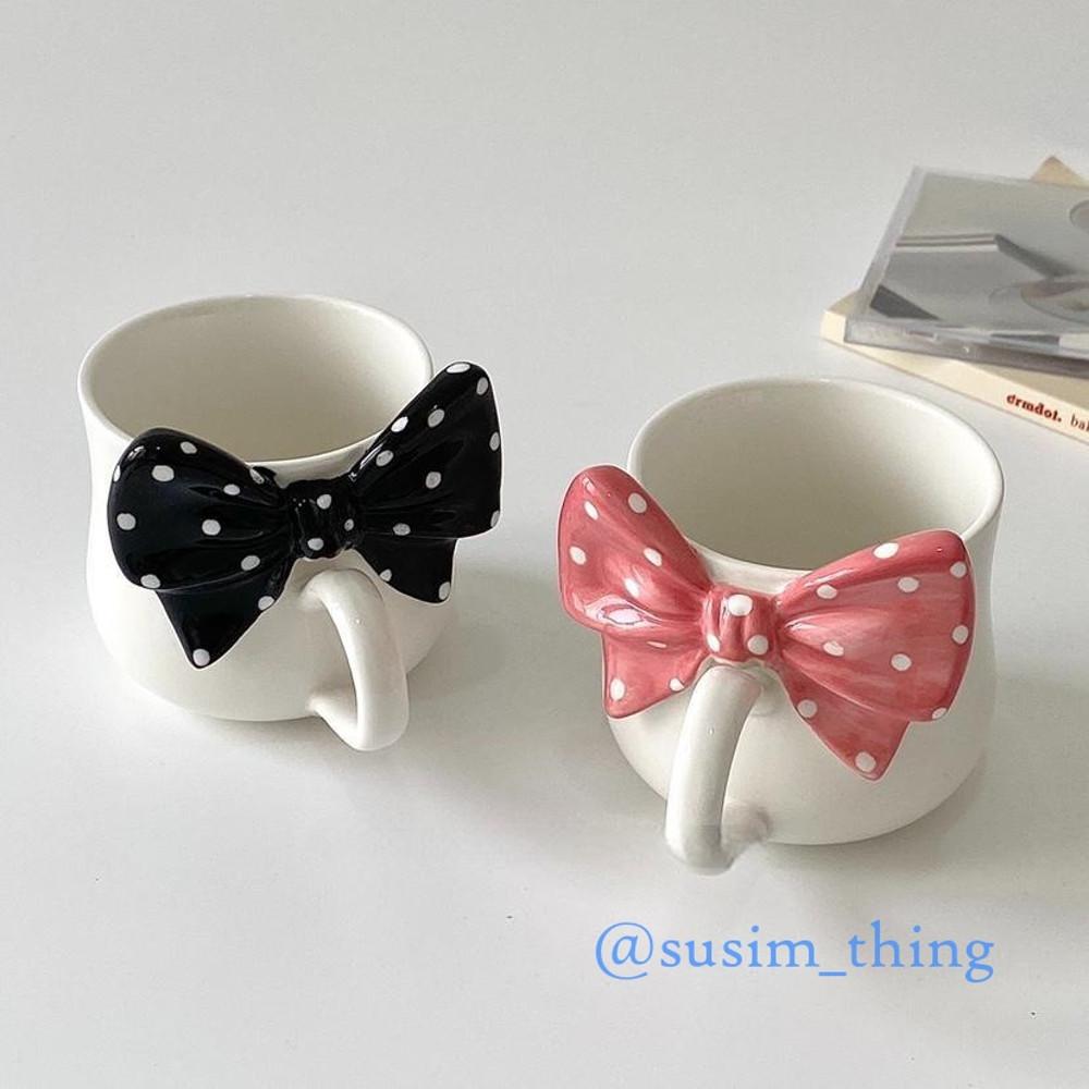 수심 Ribbon Classic Mug(2 color) 리본 컵 머그 홈카페 도자기