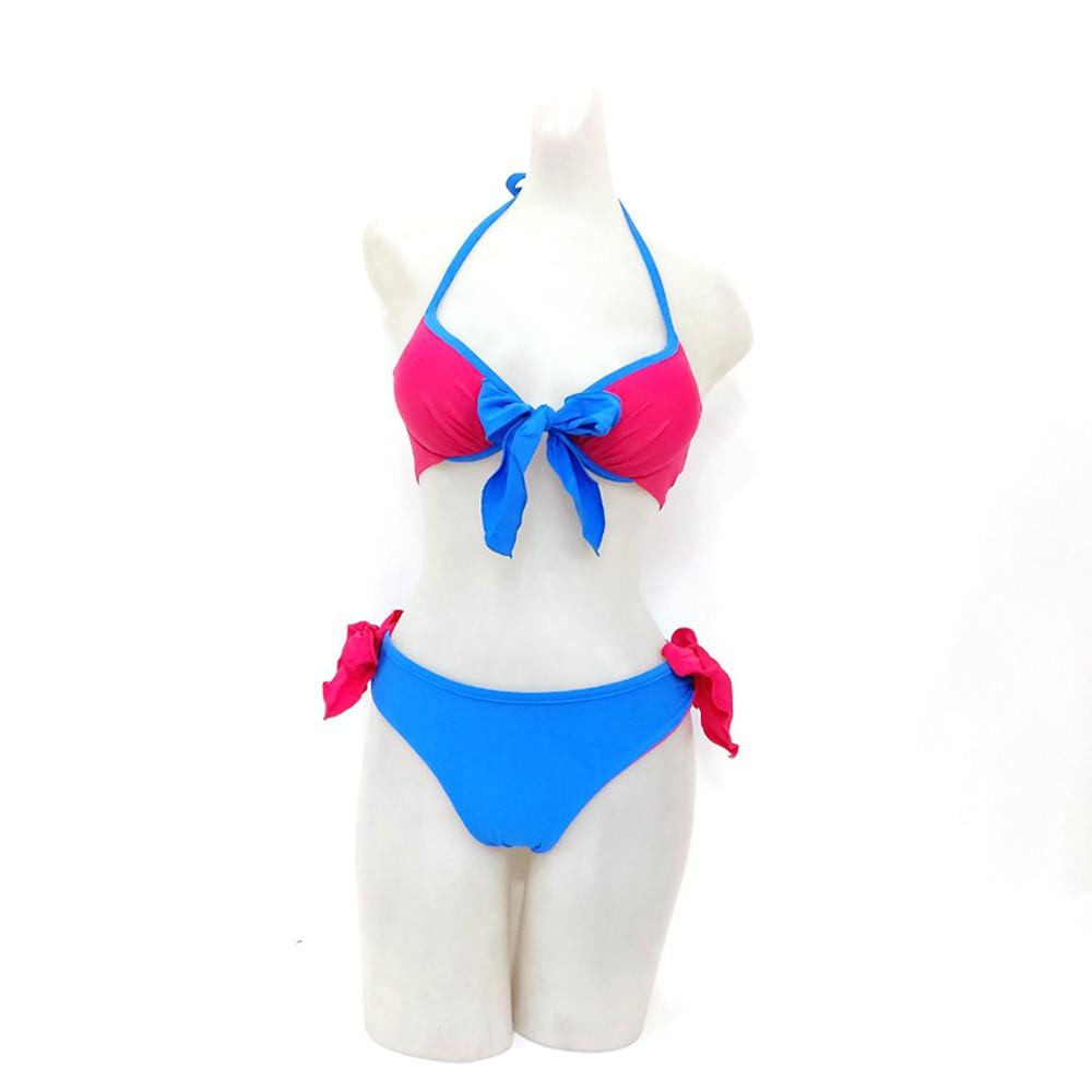 [아싸마켓],핑크블루왕뽕리본,홀터넥비키니,양면팬티섹시비키니