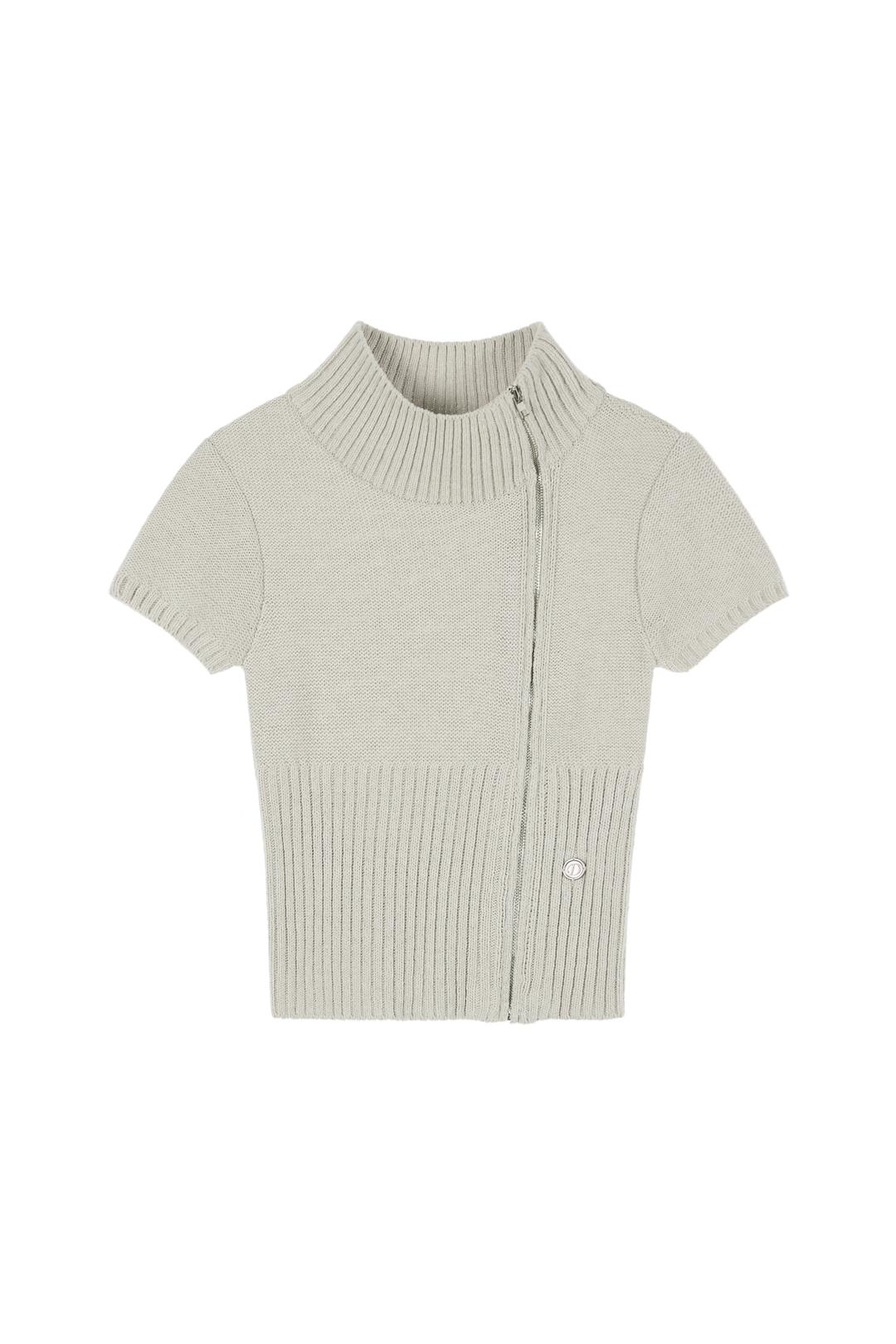 DEINET UNBALANCE KNIT ZIP UP IN BEIGE