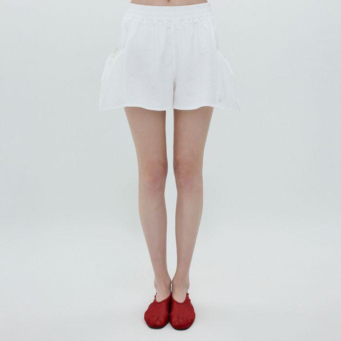 [25SS clove] Seersucker Culottepants (White)