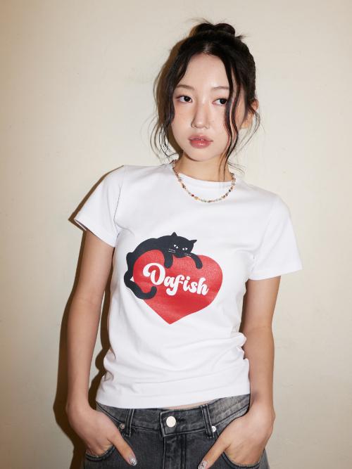 캣 하트 티셔츠, 화이트