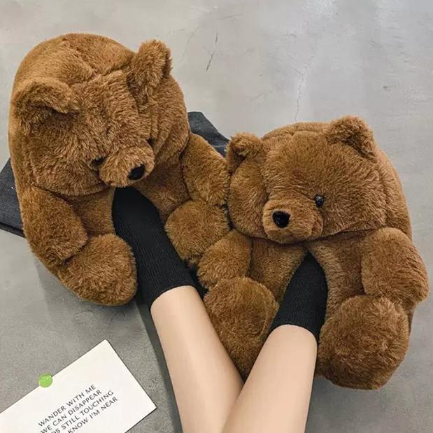 겨울 귀여운 대왕 곰돌이 슬리퍼 [곰털 사무실 룸 곰실내화 홈 털 곰슬리퍼 실내화]