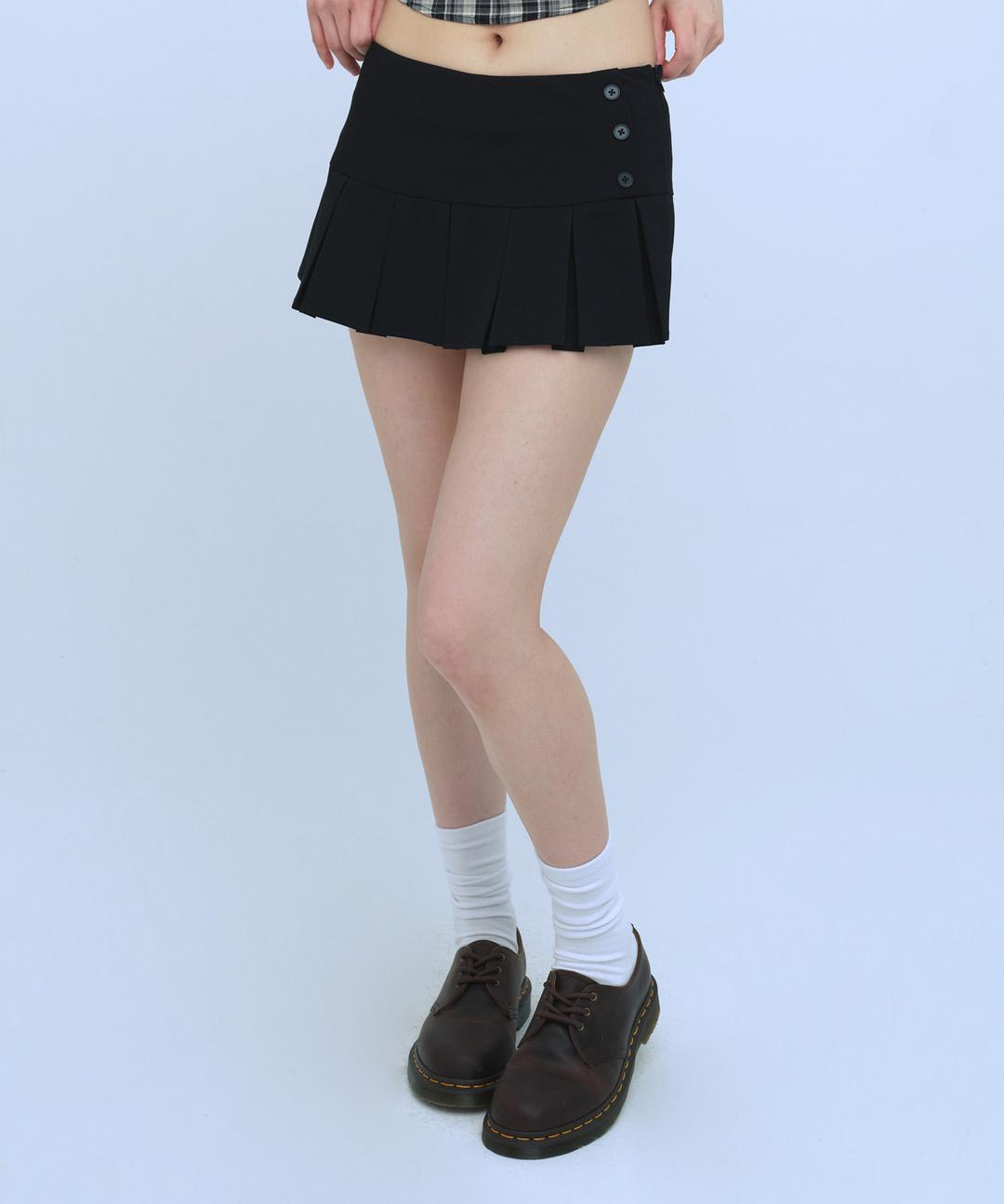 C PINTUCK MINI SKIRT_BLACK