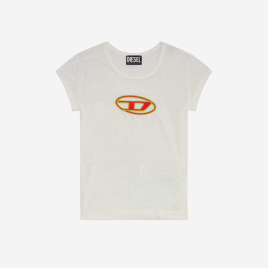 (W) Diesel T-Angie Peekaboo Logo T-Shirt White