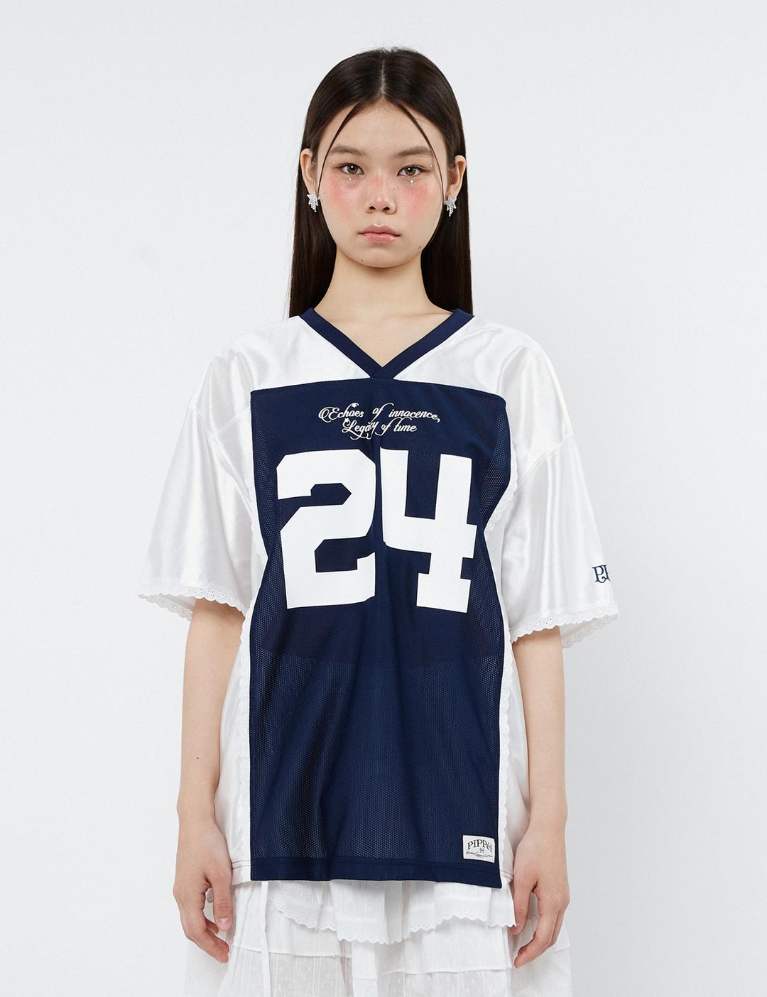 Lace Trimming Jersey T-shirt (white)