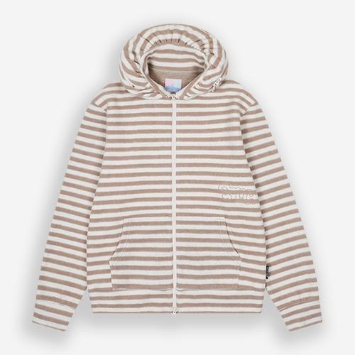 S.T.C. STRIPE FLEECE MUFFLER ZIP UP (BEIGE)