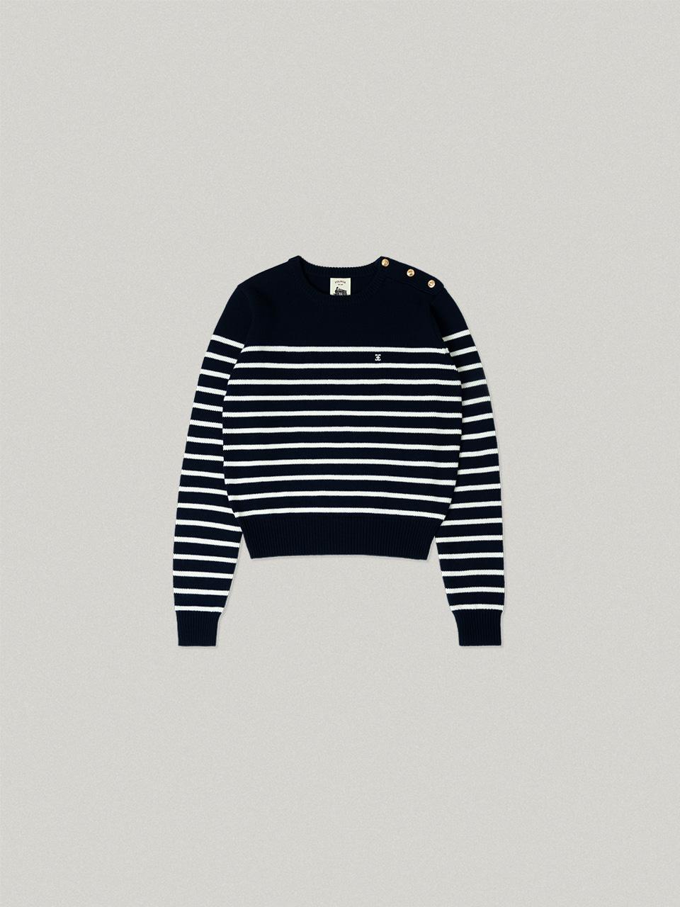 Krone Stripe Knit - navy ivory크로네 스트라이프 니트