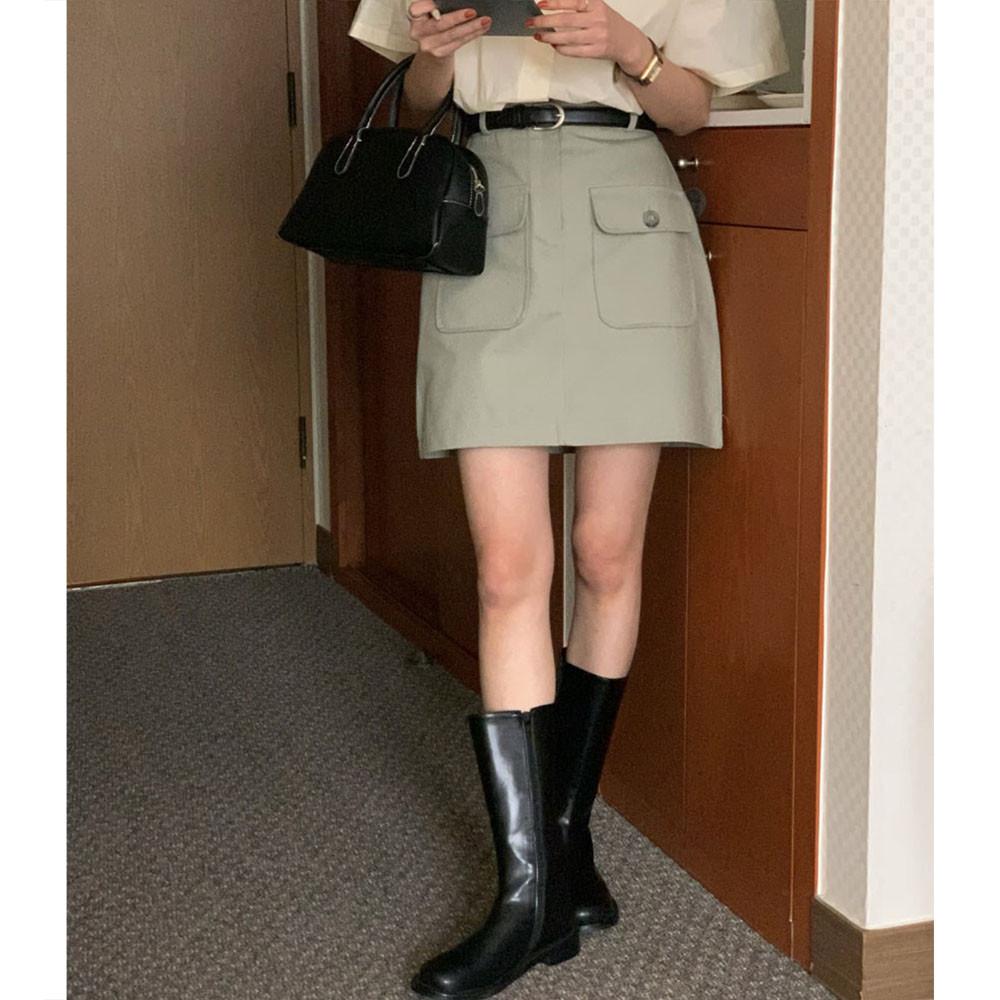 오버무드 여름 빅포켓 카고 A라인 미니 스커트 4color