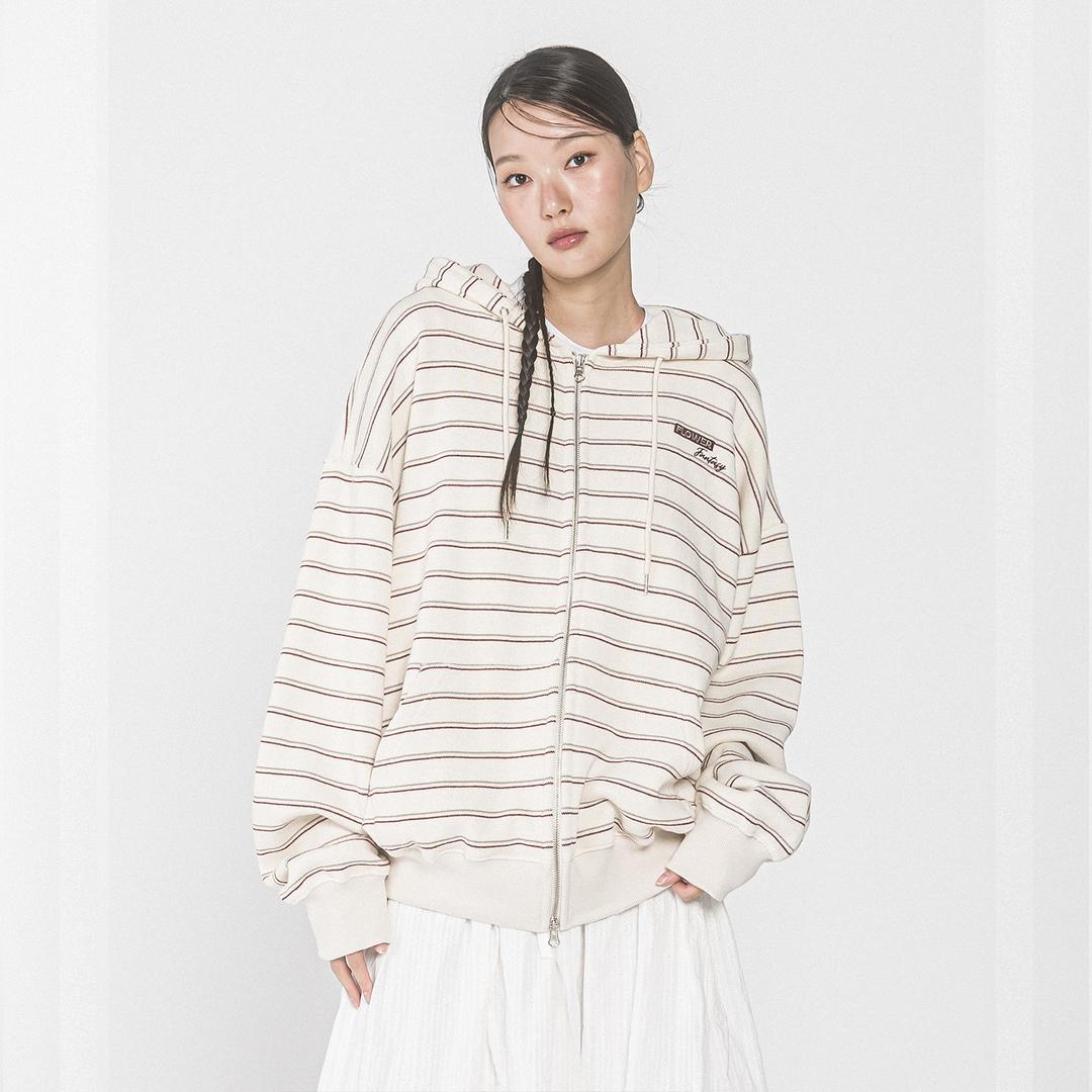 FF STRIPE ZIP UP HOOD(IVORY) 4월 24일 발송 예정