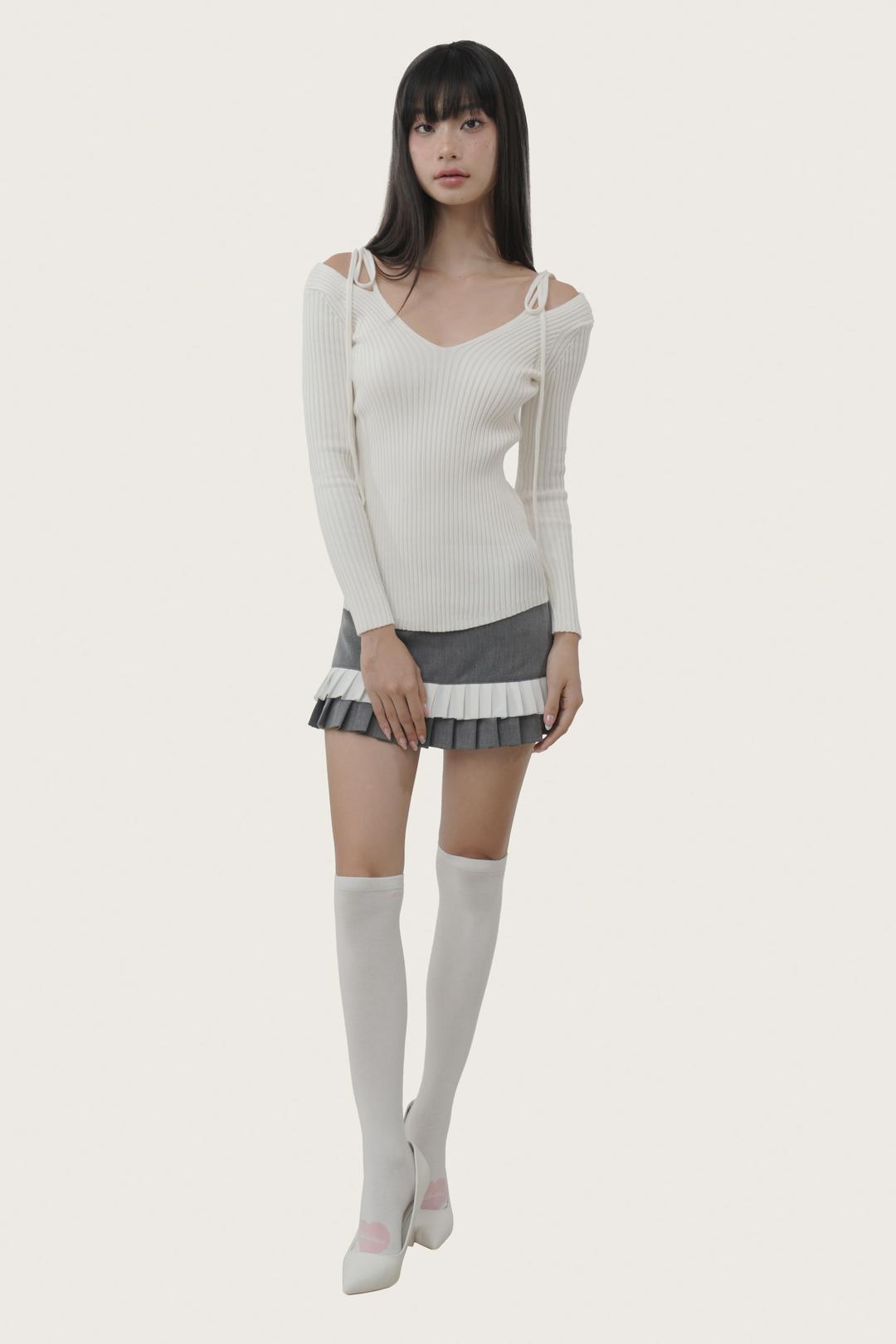 Éclair ribbon knit, White