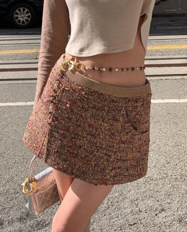 골드문 트위드 스커트