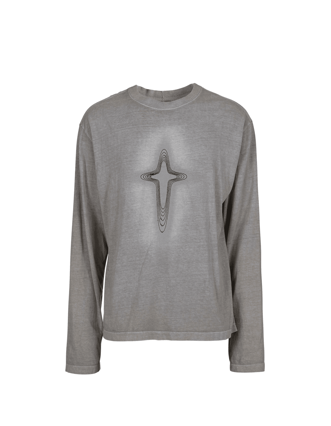 DIRTY BLEACHED CROSS EMBROIDERY L/S TEE_DIRTY GREY