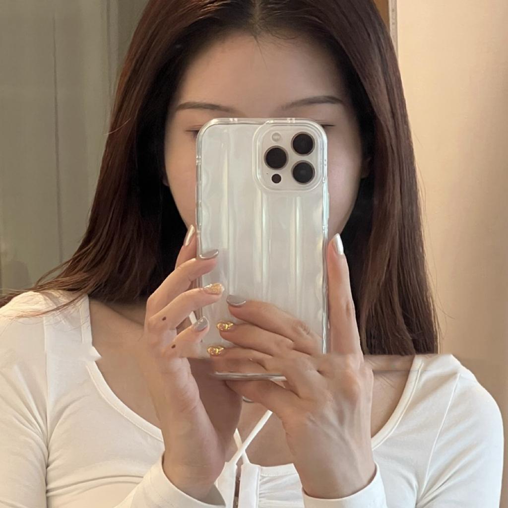 당일발송🚀 오로라펄 입체 물결 젤리케이스 반투명 웨이브 유광 범퍼 아이폰케이스