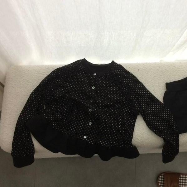 [5/23 순차출고] Baby Dot Frill Cardigan ••♡ BLACK