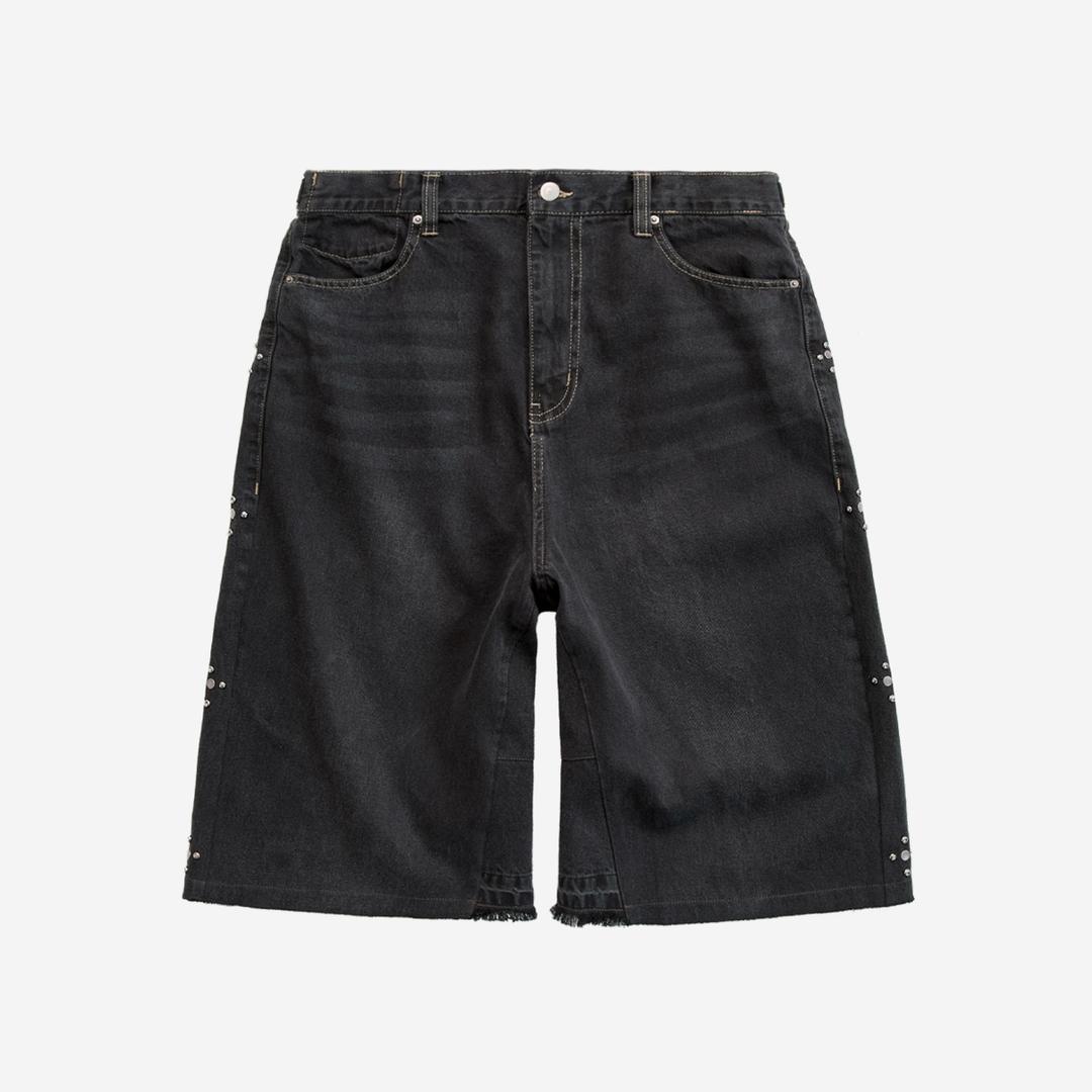 (06.07 PM6:00) 1/2 rebuild gosima denim rivet flowers - black