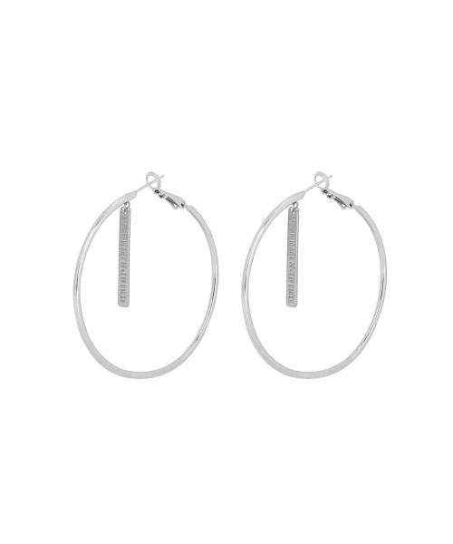 Metal Point Big Hoop Earrings [ Silver ]