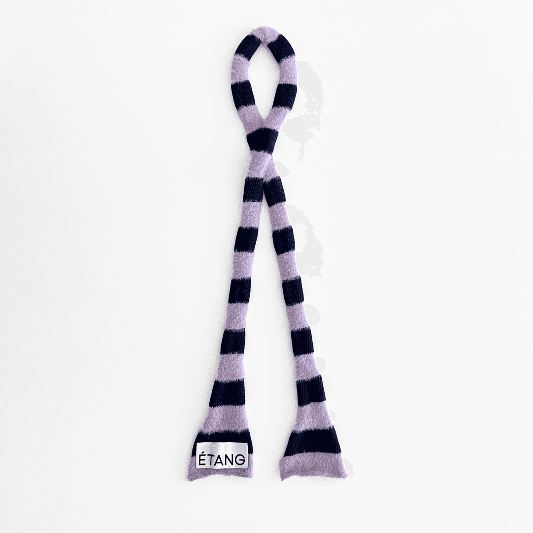 Étang Knit scarf | Angora stripe_purple & navy