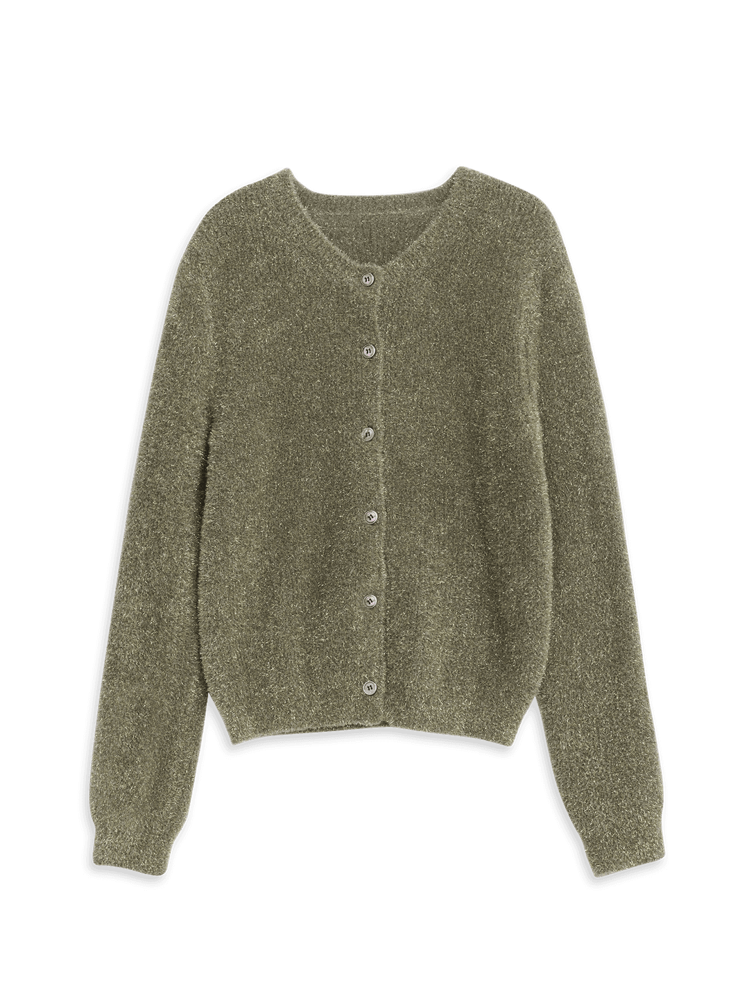 TINSEL BUTTON CARDIGAN (PALE GREEN)