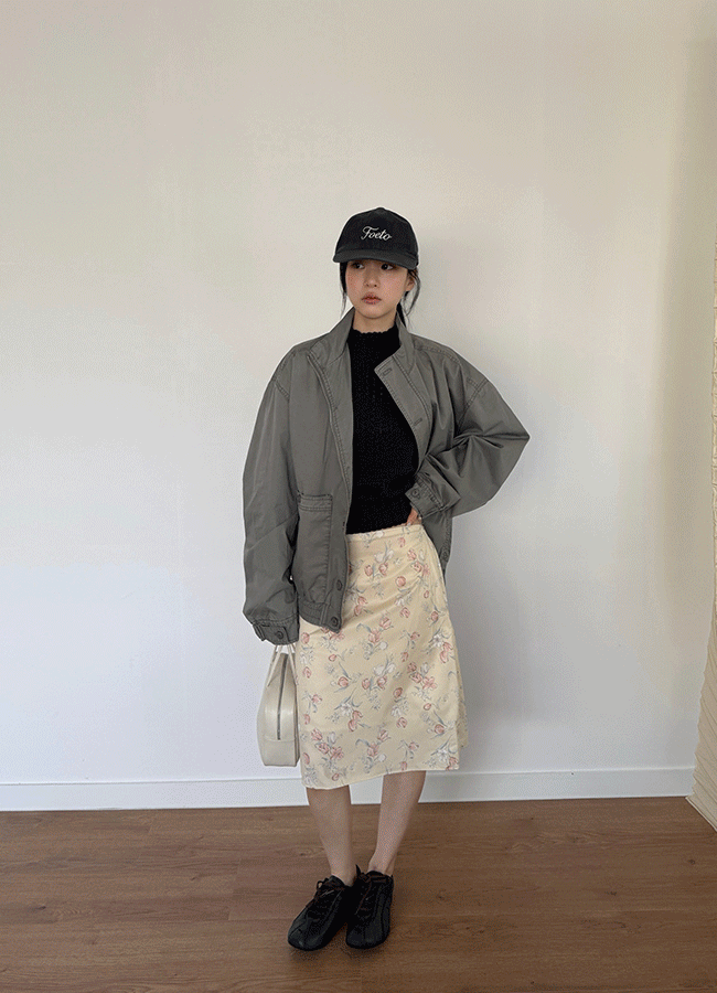 유이니 Julia flower silky skirt (2color)