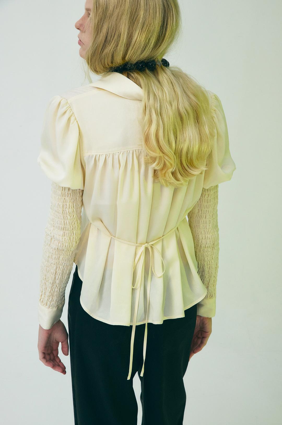 [2th Restock] G_SMOCKED PUFF SILK SHIRT / REMON