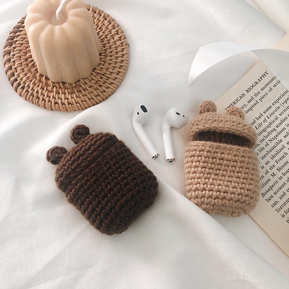 곰돌이 베어 에어팟 3세대 1세대 2세대 프로 케이스 뜨개 니트 배색 선물 추천