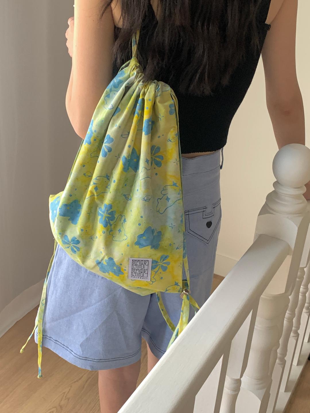 Bunny Clover - Butter Yellow Drawstring Bag