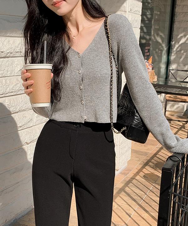 [울40+캐시미어]베이비 캐시 브이넥 골지 울 니트 가디건 (4color)