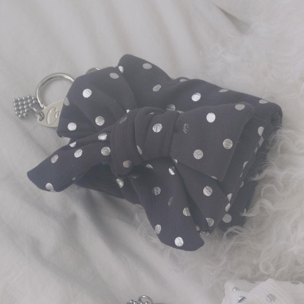 リボンウォレット_ドットチャコール