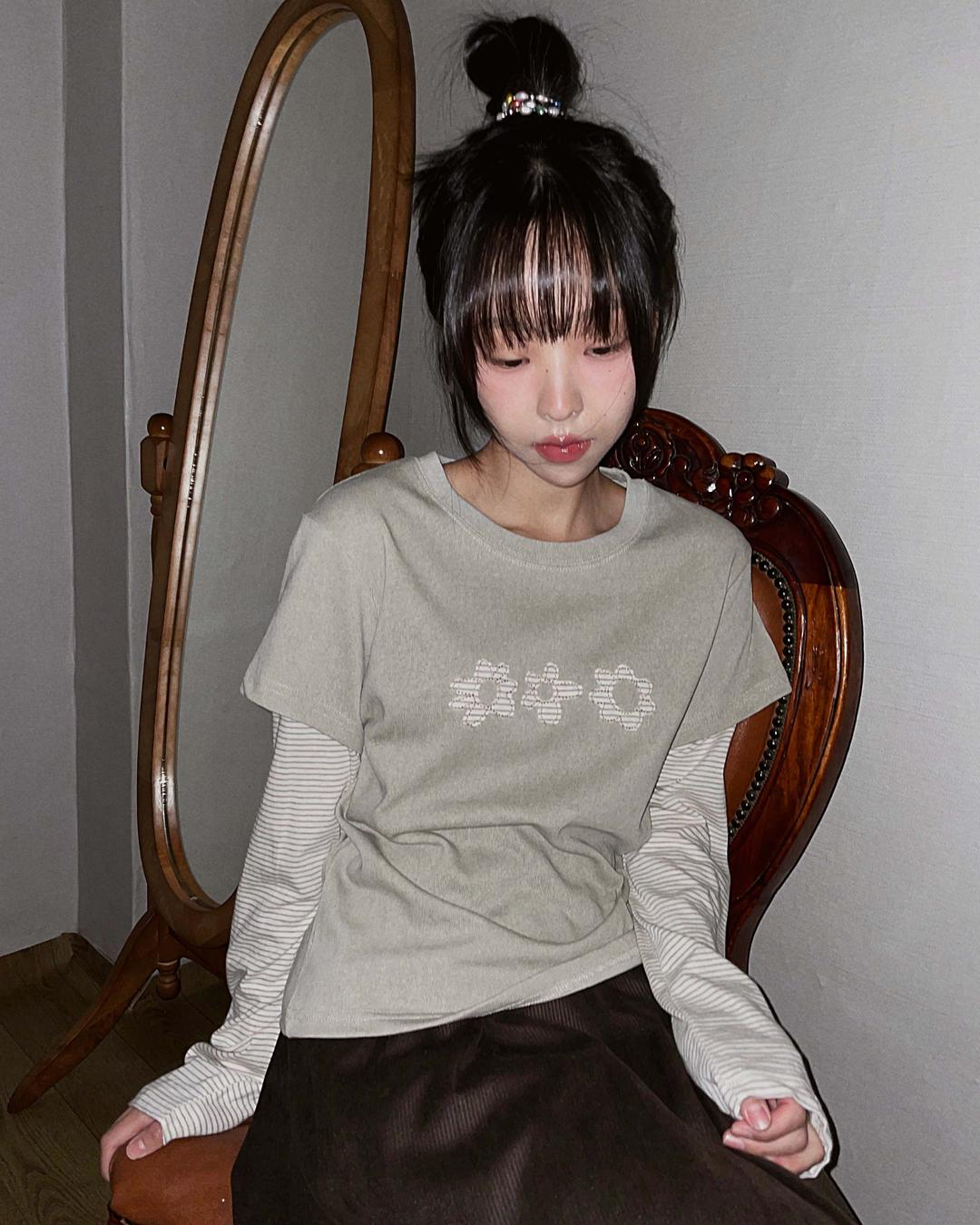 도우치도우치 (3color) 데이지 스트라이프 레이어드 긴팔티