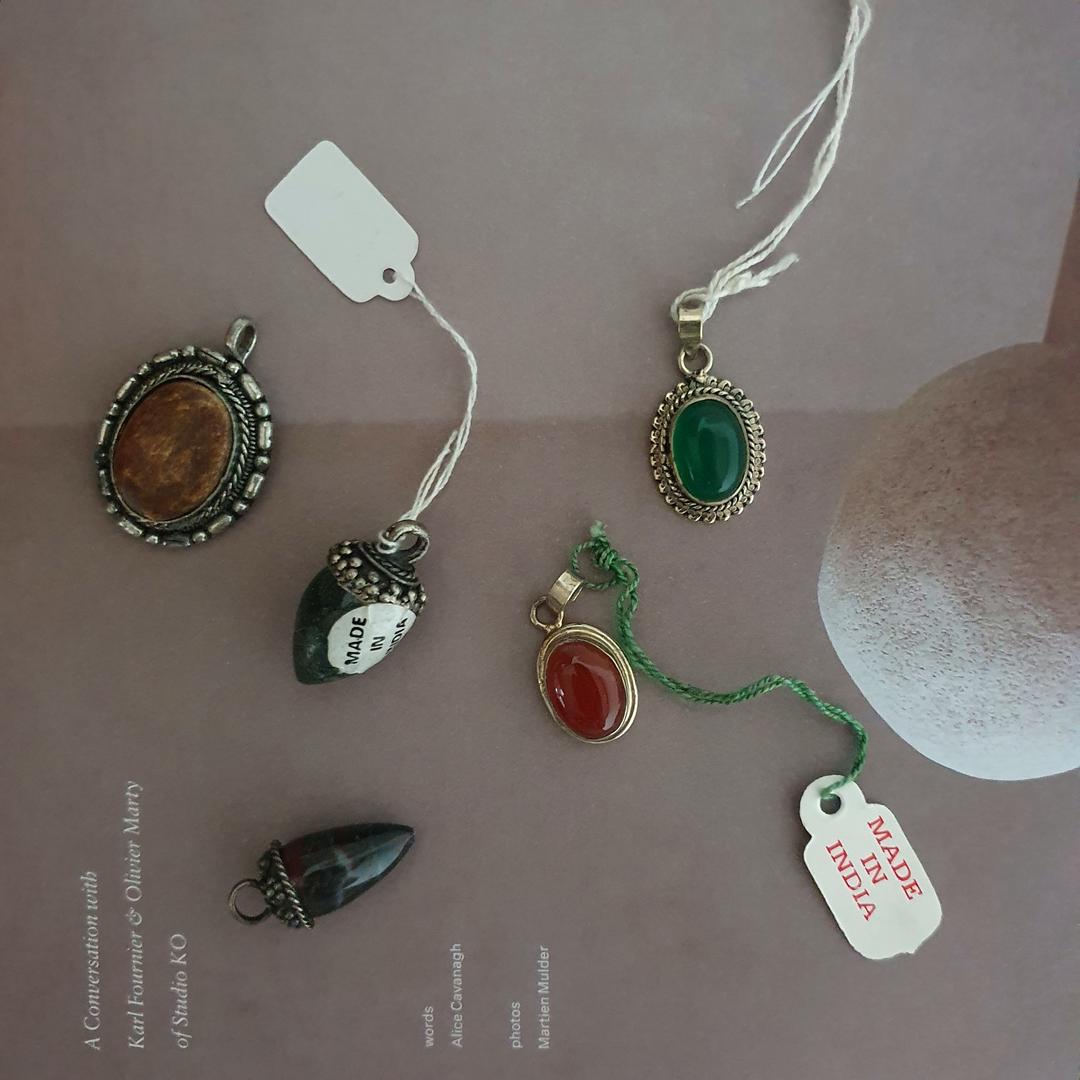 목걸이팬던트 오닉스 원석 빈티지