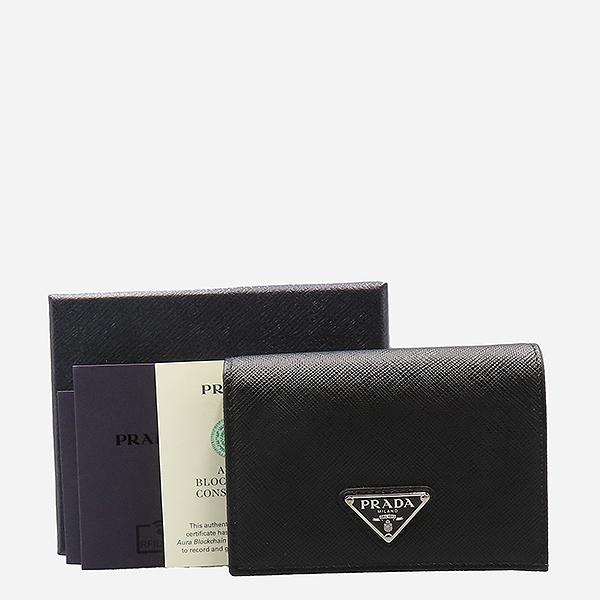 프라다 사피아노 트라이앵글 로고 반지갑