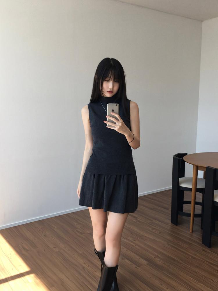 플레인 니트 투피스 (2color)